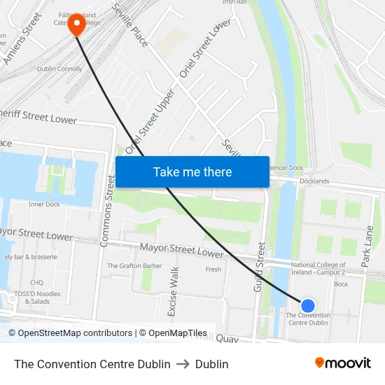The Convention Centre Dublin to Dublin map