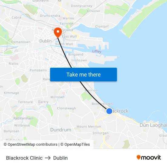Blackrock Clinic to Dublin map