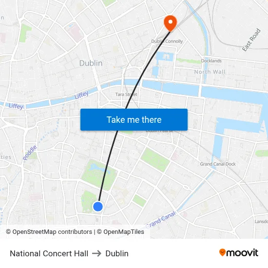 National Concert Hall to Dublin map