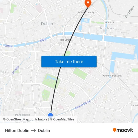 Hilton Dublin to Dublin map