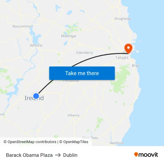 Barack Obama Plaza to Dublin map