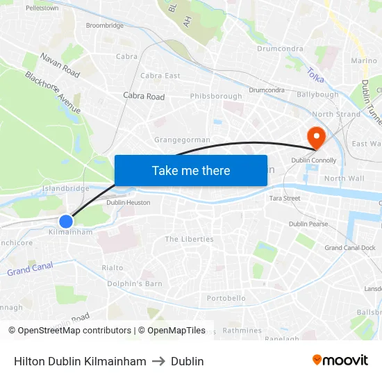Hilton Dublin Kilmainham to Dublin map
