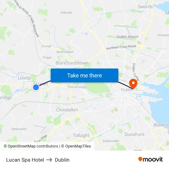 Lucan Spa Hotel to Dublin map