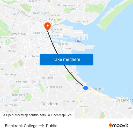 Blackrock College to Dublin map