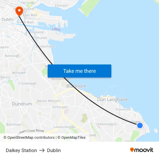 Dalkey Station to Dublin map