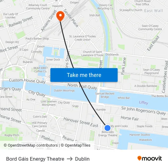 Bord Gáis Energy Theatre to Dublin map