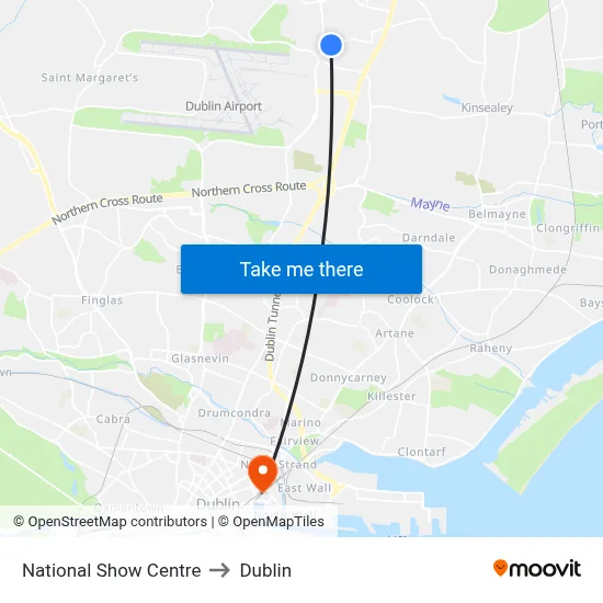 National Show Centre to Dublin map
