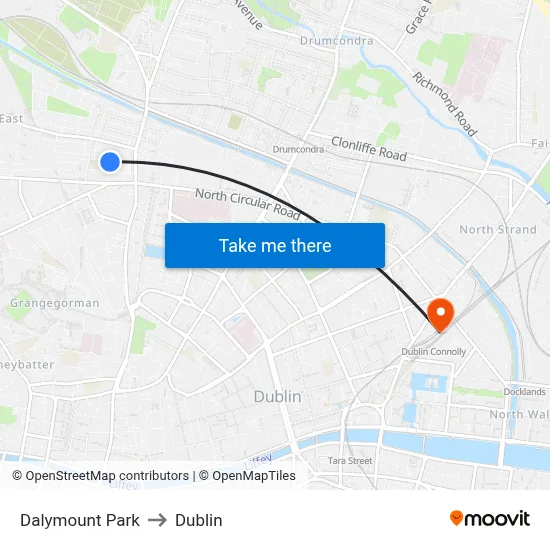 Dalymount Park to Dublin map