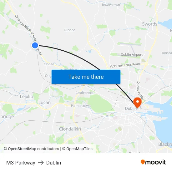 M3 Parkway to Dublin map