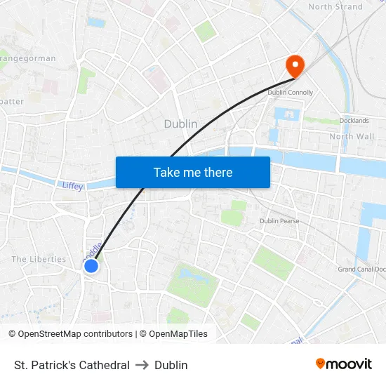 St. Patrick's Cathedral to Dublin map