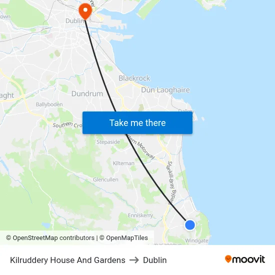 Kilruddery House And Gardens to Dublin map