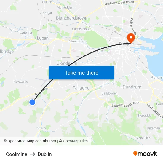 Coolmine to Dublin map