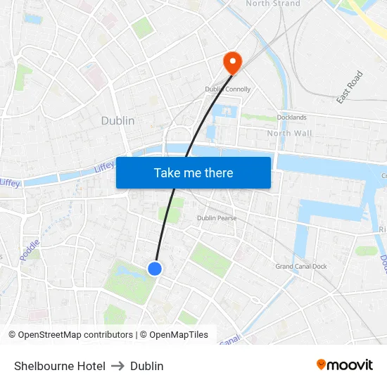 Shelbourne Hotel to Dublin map