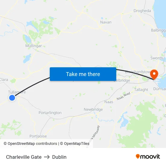 Charleville Gate to Dublin map
