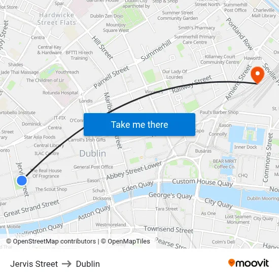 Jervis Street to Dublin map