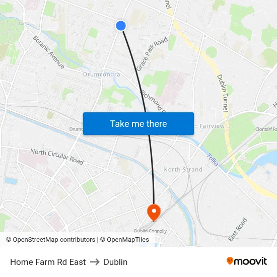 Home Farm Rd East to Dublin map