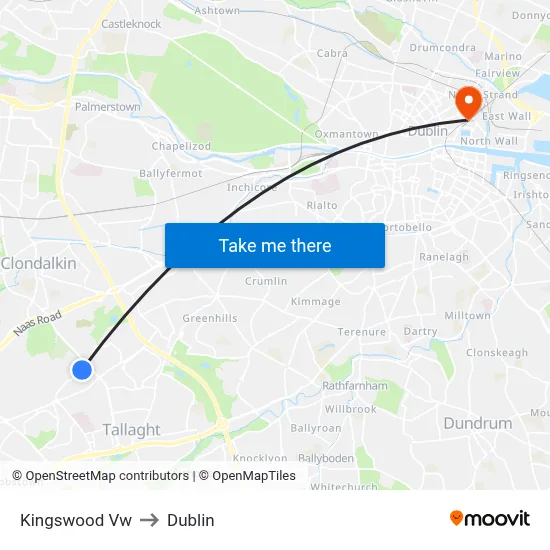 Kingswood Vw to Dublin map