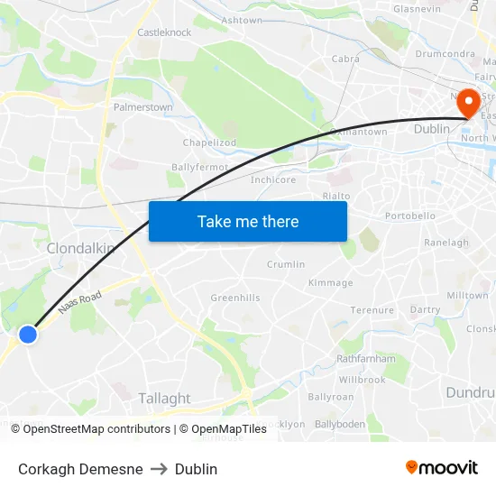 Corkagh Demesne to Dublin map