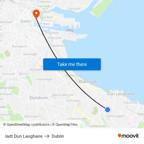 Iadt Dun Laoghaire to Dublin map