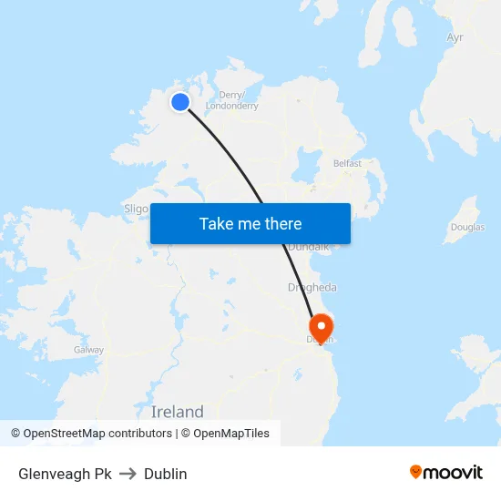 Glenveagh Pk to Dublin map