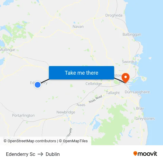 Edenderry Sc to Dublin map