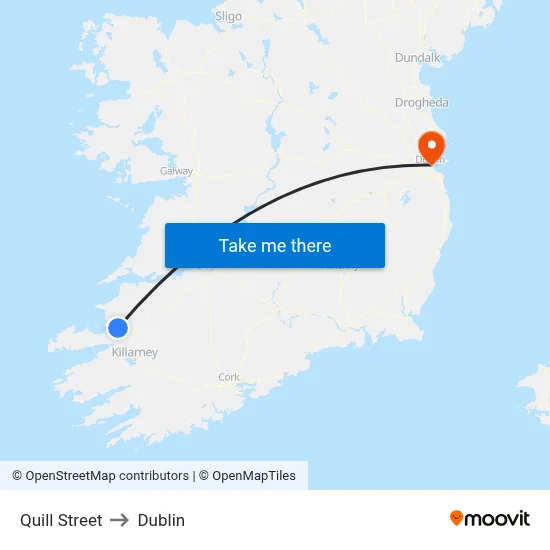 Quill Street to Dublin map