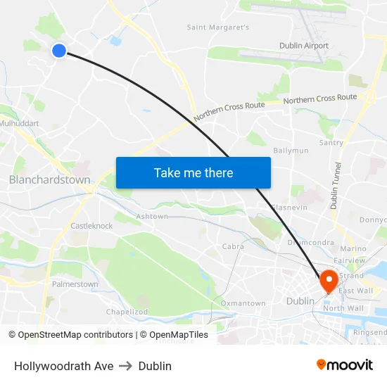 Hollywoodrath Ave to Dublin map