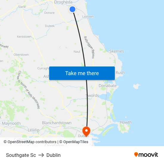 Southgate Sc to Dublin map