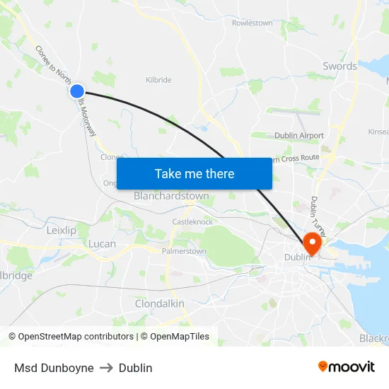 Msd Dunboyne to Dublin map