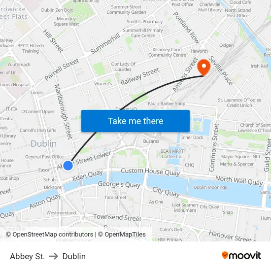 Abbey St. to Dublin map