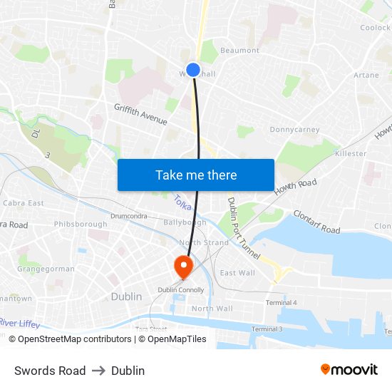 Swords Road to Dublin map