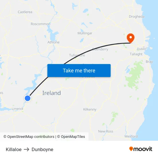 Killaloe to Dunboyne map