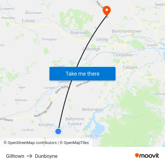 Gilltown to Dunboyne map
