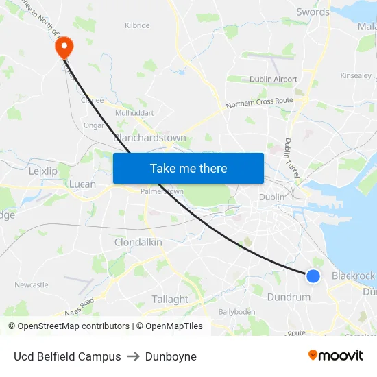 Ucd Belfield Campus to Dunboyne map