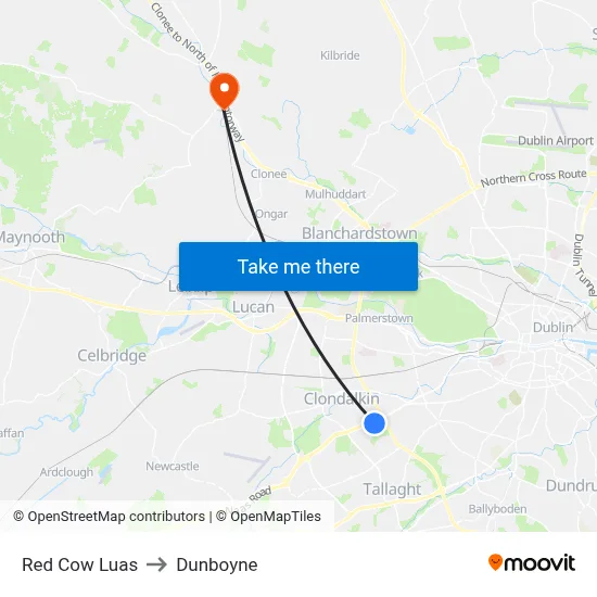 Red Cow Luas to Dunboyne map