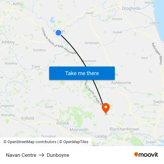 Navan Centre to Dunboyne map