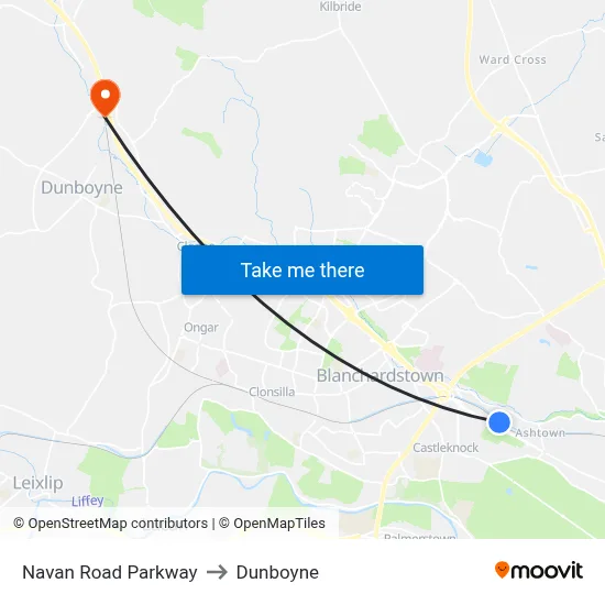 Navan Road Parkway to Dunboyne map