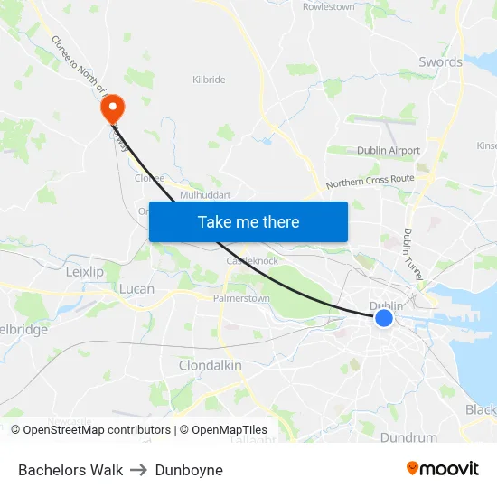 Bachelors Walk to Dunboyne map