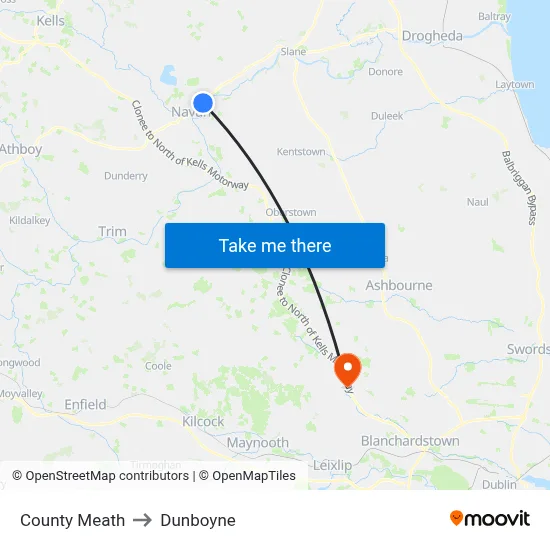 County Meath to Dunboyne map