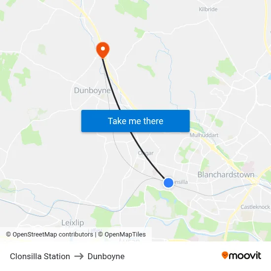 Clonsilla Station to Dunboyne map