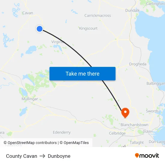 County Cavan to Dunboyne map