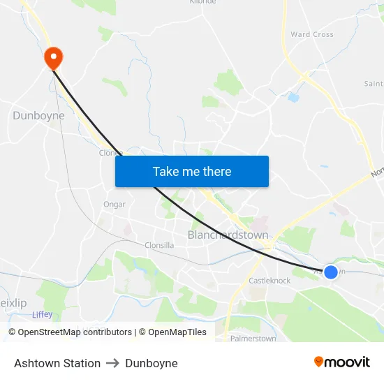 Ashtown Station to Dunboyne map