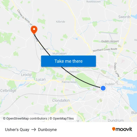 Usher's Quay to Dunboyne map