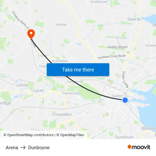 Arena to Dunboyne map