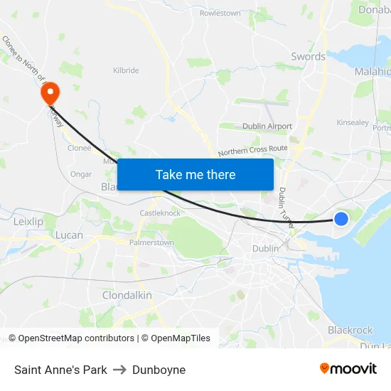 Saint Anne's Park to Dunboyne map