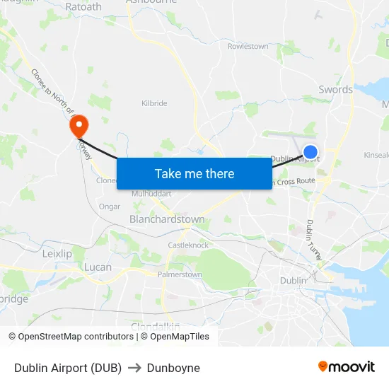 Dublin Airport (DUB) to Dunboyne map