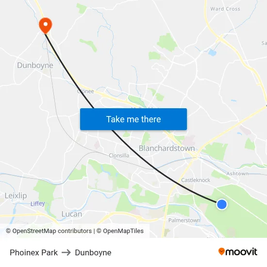 Phoinex Park to Dunboyne map
