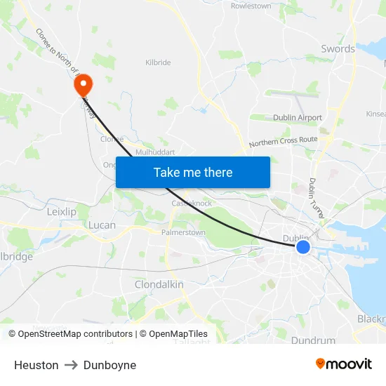 Heuston to Dunboyne map