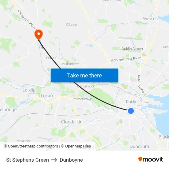 St Stephens Green to Dunboyne map