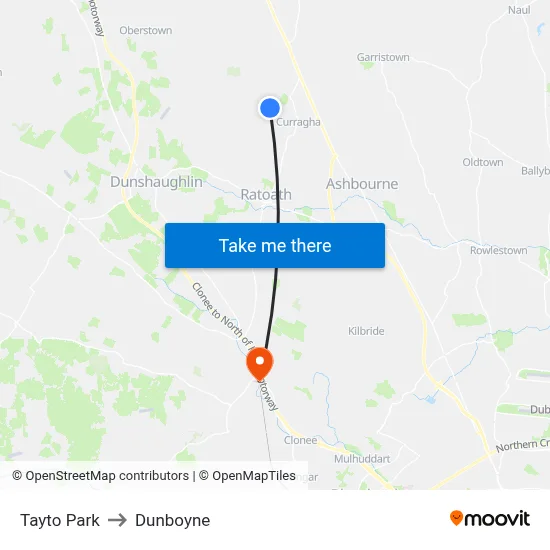 Tayto Park to Dunboyne map